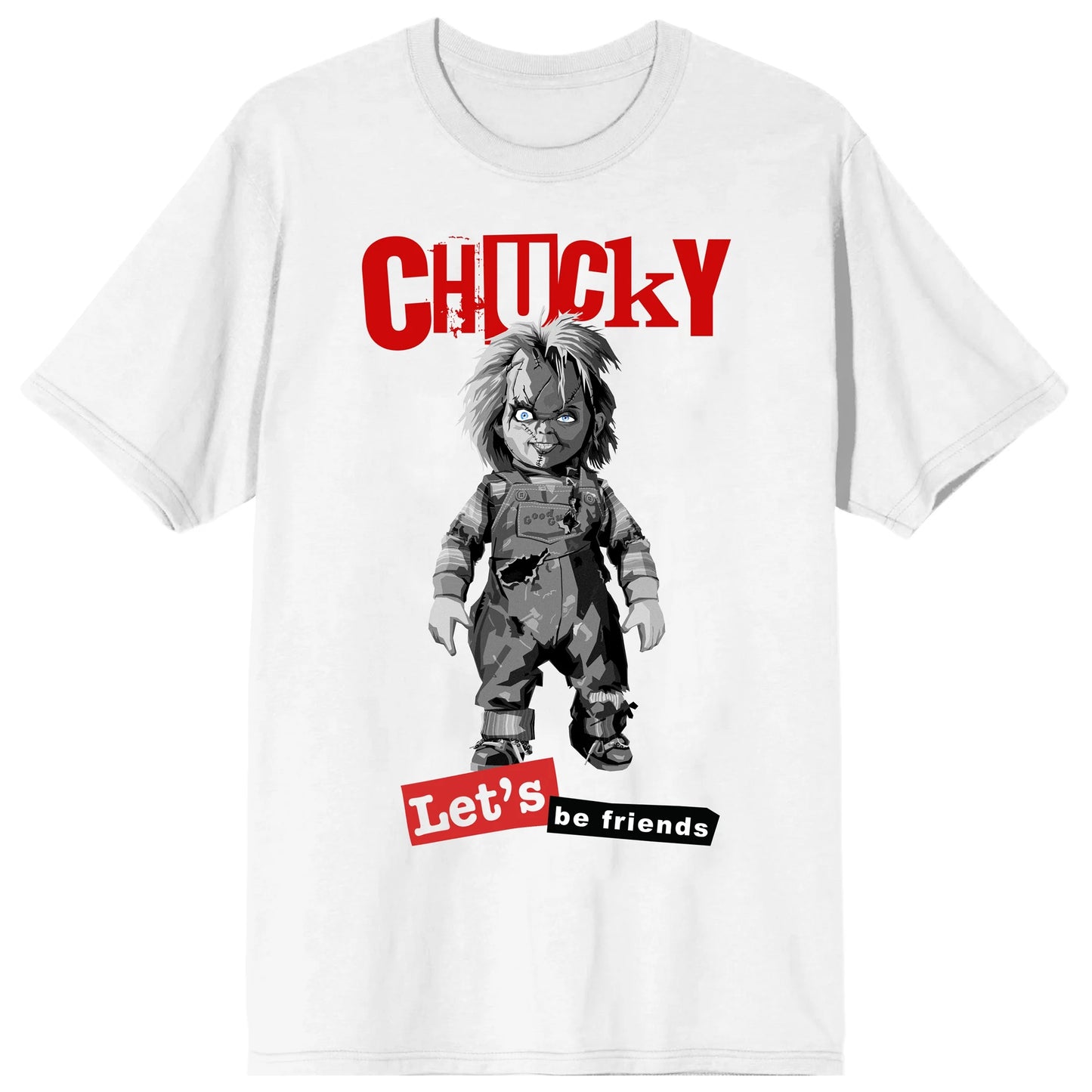 Chucky Let'S Be Friends Crew Neck Short Sleeve Men'S White T-Shirt-3Xl