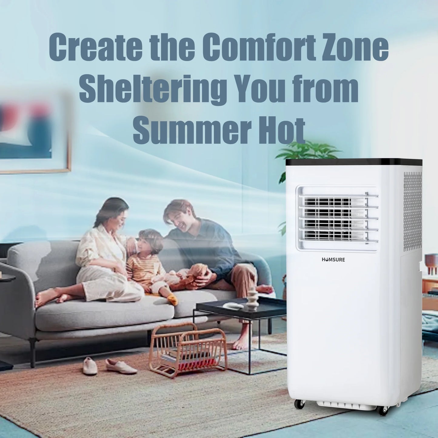Portable Air Conditioners 10000 BTU ASHRAE (6500 BTU DOE), Room Air Conditioning, Portable AC Unit with Remote Control, Cooling, Dehumidifier and Fan, Automatic, Sleep 5 Mode Floor AC
