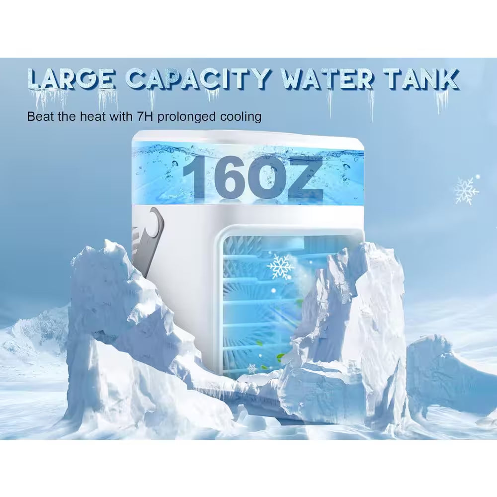 2-4 Hours Timer 3-Speed Portable AC Fast Cooling Evaporative Cooler with Timer, 7-Color Lights, for Bedroom Office