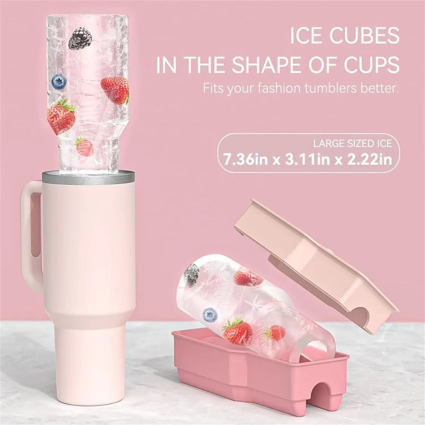 Ice Cube Tray Mold for Tumbler Stanley Cup Silicone Cylinder Ice Cube Maker Mold Fits 40 Ounce Big Ice Cube Molds