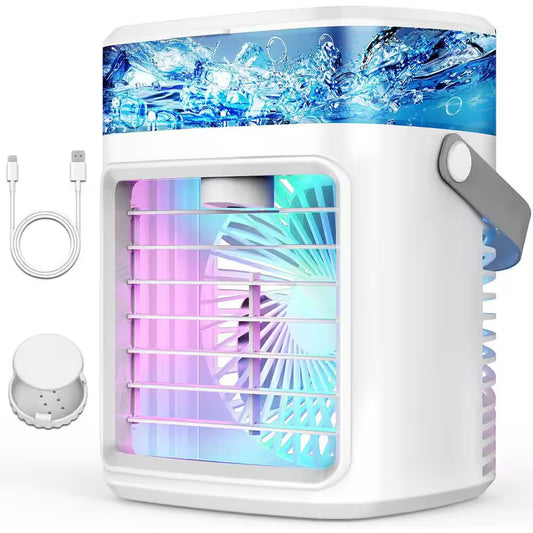 2-4 Hours Timer 3-Speed Portable AC Fast Cooling Evaporative Cooler with Timer, 7-Color Lights, for Bedroom Office