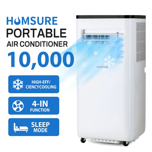 Portable Air Conditioners 10000 BTU ASHRAE (6500 BTU DOE), Room Air Conditioning, Portable AC Unit with Remote Control, Cooling, Dehumidifier and Fan, Automatic, Sleep 5 Mode Floor AC