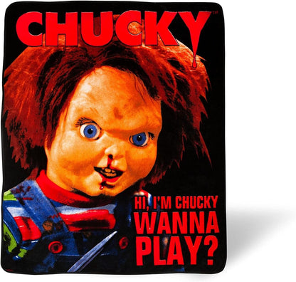 Chucky Hi I'M Chucky Wanna Play 50" X 60" Fleece Throw, Soft and Cozy Blanket, 180 GSM