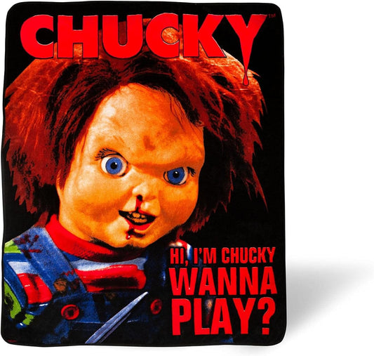 Chucky Hi I'M Chucky Wanna Play 50" X 60" Fleece Throw, Soft and Cozy Blanket, 180 GSM