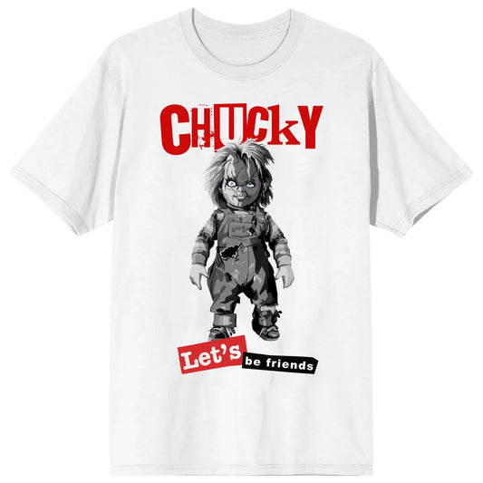 Chucky Let'S Be Friends Crew Neck Short Sleeve Men'S White T-Shirt-3Xl