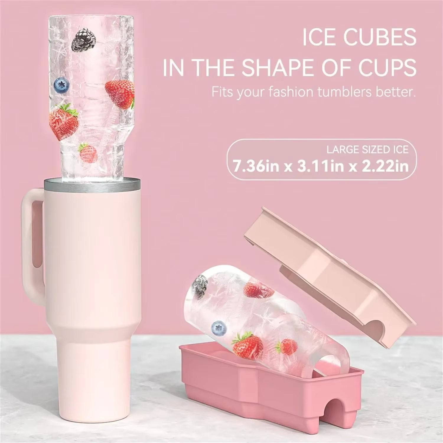 Ice Cube Tray Mold for Tumbler Stanley Cup Silicone Cylinder Ice Cube Maker Mold Fits 40 Ounce Big Ice Cube Molds